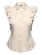 Ruffle-Trim Jersey Sleeveless Shirt Lauren Ralph Lauren Cream