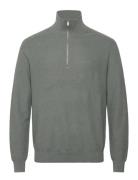 Microstructure Sweater With Zipper Collar Mango Green