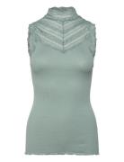Rwbenita Silk Sl Turtleneck Lace To Rosemunde Green