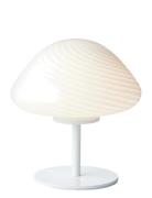Mini Mush Table Lamp, Glass Head, Metal Base Halo Design White