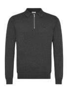 100% Recycle Knit Half Zip Polo Col Lindbergh Grey