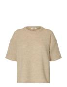 Slflulu 2/4 Knit O-Neck Noos Selected Beige