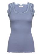Rwbabette Silk Sl U-Neck Long Lace Rosemunde Blue