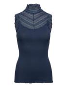 Rwbenita Silk Sl Turtleneck Lace To Rosemunde Navy
