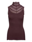 Rwbenita Silk Sl Turtleneck Lace To Rosemunde Brown