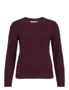 Vidalo O-Neck L/S Knit Top- Noos Vila Burgundy