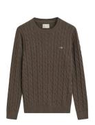 Cotton Cable C-Neck GANT Brown