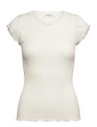 Short Sleeve Top W/ Lace Rosemunde White