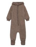 Wool Baby Suit W. Hood Mikk-line Brown