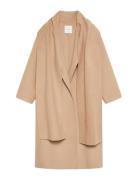 Dbl Face Wool Scarf Coat Calvin Klein Beige