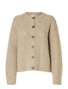 Slfnelly Ls Knit O-Neck Cardigan Selected Beige
