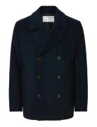 Slharchive Wool Blend Peacoat Selected Navy