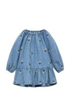 Flower Embroidered Denim Dress Mango Blue