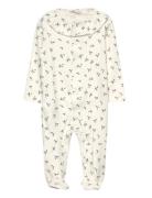 Pyjamas With Flowers And Baby Neck Mango Cream