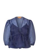 1608 Organza, Long Sleeve Bow Top STINE GOYA Purple