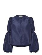 Zoey Double Pouf Sleeve Blouse Malina Navy