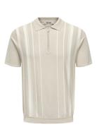 Onswyler Max Life Reg 14Ss Zip Polo Knit ONLY & SONS Cream