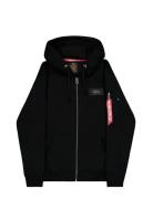 Back Print Zip Hoodie Alpha Industries Black