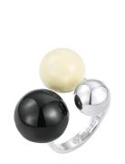 Brea Enamel Ring Ivory/Black/Silver Bud To Rose Silver