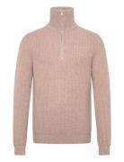 Man Chunky Rib Half Zip Davida Cashmere Beige