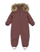 Baby Snowsuit W. Fake Fur En Fant Red