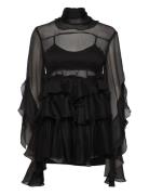 Anyssa Ruffle Mini Dress Bardot Black