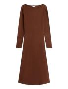 5X2 Rib Flare Midi Dress Ls Tommy Hilfiger Brown
