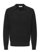 Onsphil Reg 12 Struc Split Neck Knit ONLY & SONS Black