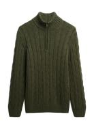 Jacob Cable Knit Half Zip Superdry Green