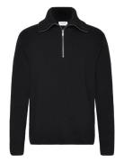 Half Zip Rib Knit W?. Over D Col Lindbergh Black