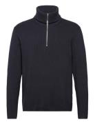 Half Zip Rib Knit W?. Over D Col Lindbergh Navy