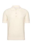Openwork Cotton Knitte Polo Shirt Mango Cream