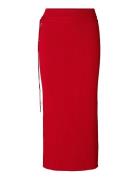Slfcarly Mw Knit Ankle Skirt Selected Red
