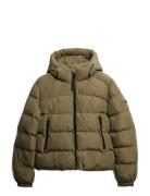 Hooded Sports Puffer Jacket Superdry Khaki