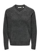 Onsmove Rlx Brushed V-Neck Knit ONLY & SONS Grey
