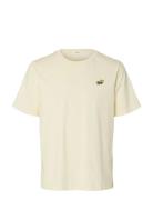 Slhreg-Salz Emb Ss O-Neck Tee Selected Cream
