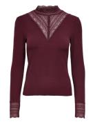 Onltilde L/S High Neck Lace Top Jrs Noos ONLY Burgundy