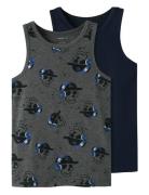 Nkmtank Top 2P Dark Grey Mel Skull Noos Name It Navy