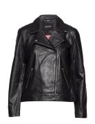 Slmaeve Leather Jacket Ls Soaked In Luxury Black