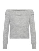 Nlflodets Ls Off Shoulder Knit Top LMTD Grey