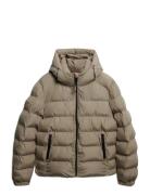 Hooded Sports Puffer Jacket Superdry Beige