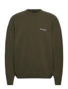 Logo Relaxed Knit Sweater HAN Kjøbenhavn Khaki