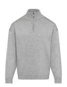 Sweater Fineknit Halfzip Lindex Grey