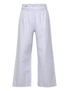 Trousers Wide Cropped Linen Lindex Blue