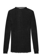 Rwbelize Silk Ls T-Neck T-Shirt Rosemunde Black