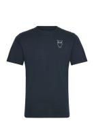 Alder Owl Chest Print Tee - Gots/Ve Knowledge Cotton Apparel Navy