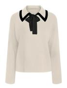 Yasjosie Ls Bow Knit Top S. YAS Cream