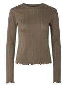 Pcmarie Ls O-Neck Poin Top Jrs Noos Bc Pieces Brown