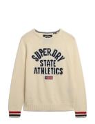 Slouchy Intarsia Graphic Knit Superdry Cream