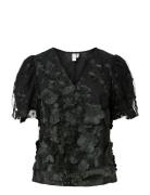 Yasflowering Ss V-Neck Top - D2D YAS Black